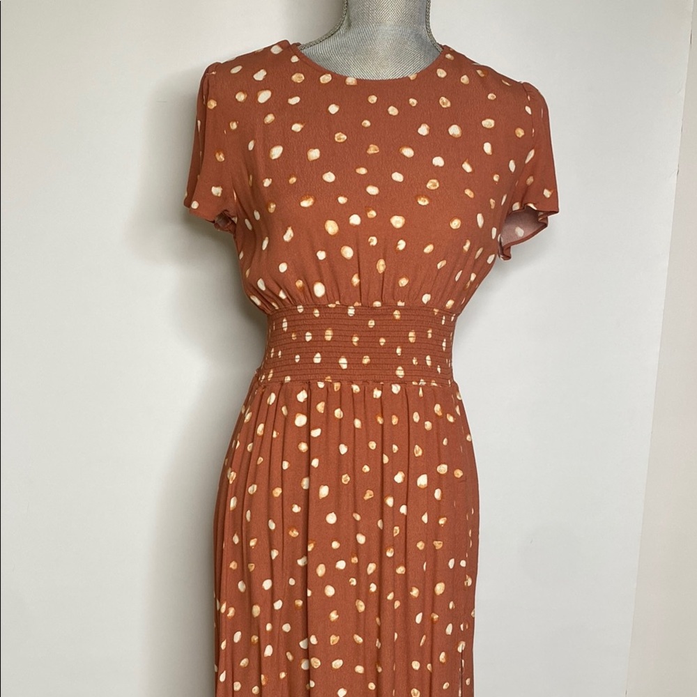 Aritzia Polka Dot Rust Dress - Picture 4 of 7